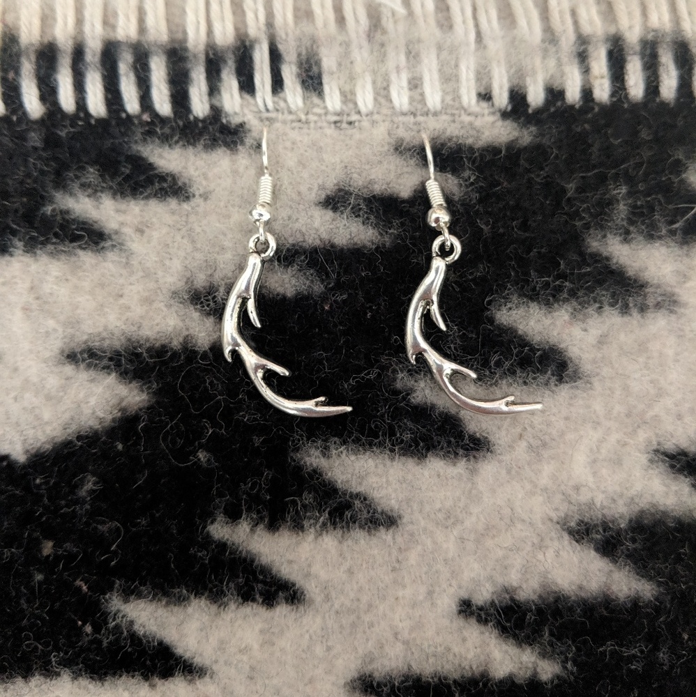 Silver Boho Antler Earrings